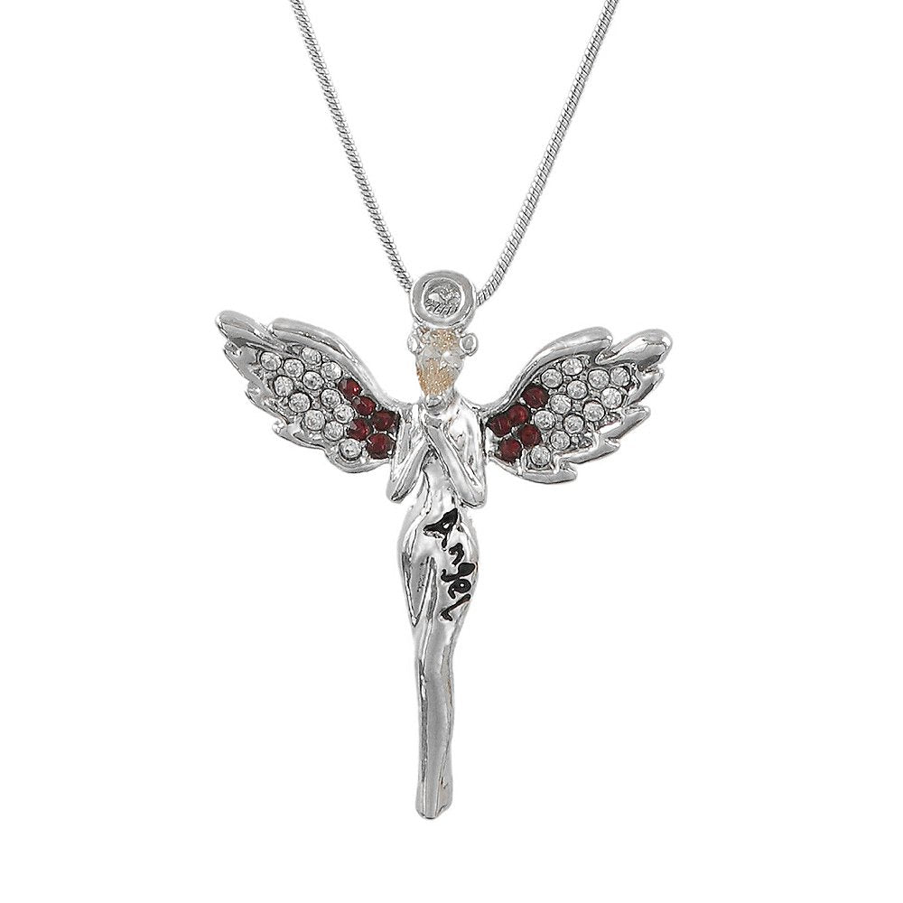 Sterling Silver-plated Marron Crystal Pendant Necklace image 1
