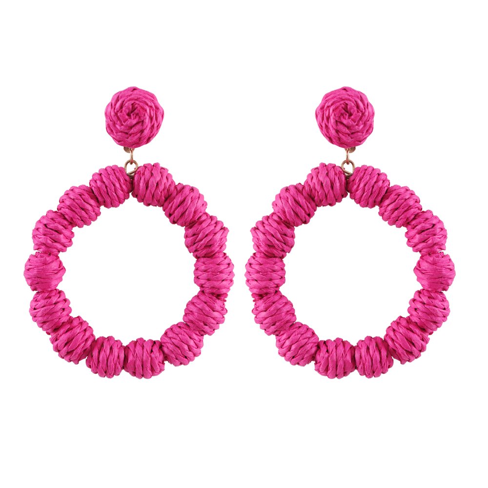 Handcrafted Pink Thread Ball Drop & Dangler Earrings image 4