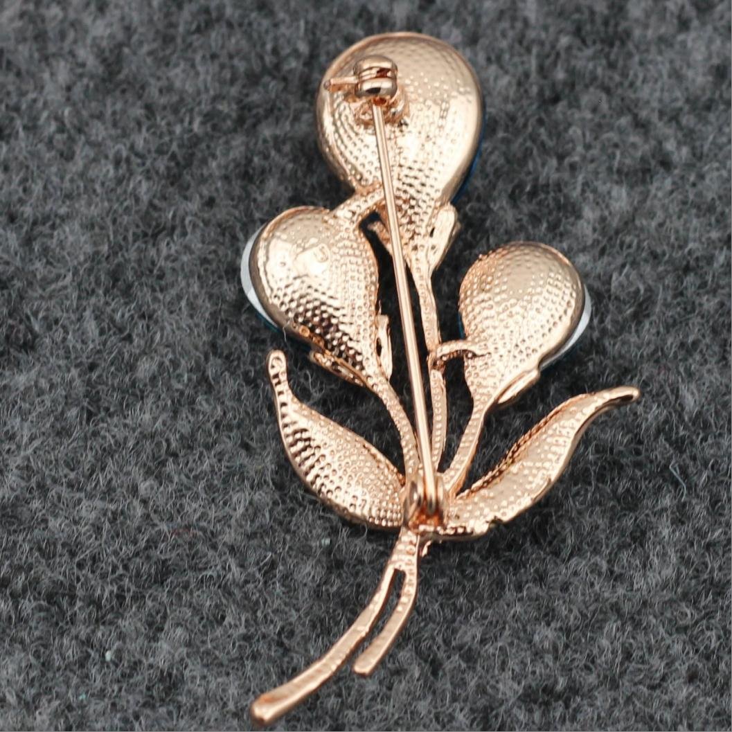 Gold-Plated Blue Crystal Brooch For Womne/Girl's image 1