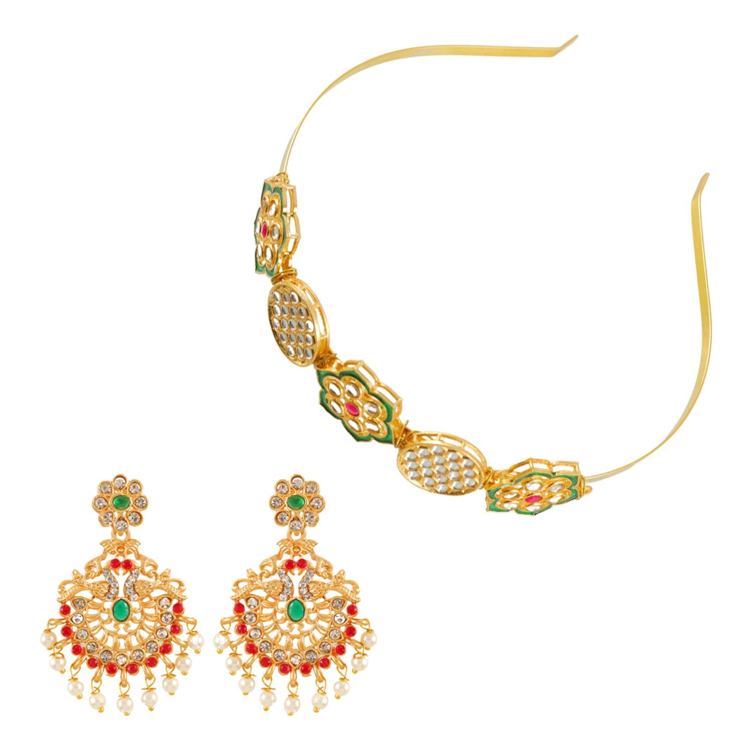 Ethnic Mathapatti Hairband and Earrings Set image 2