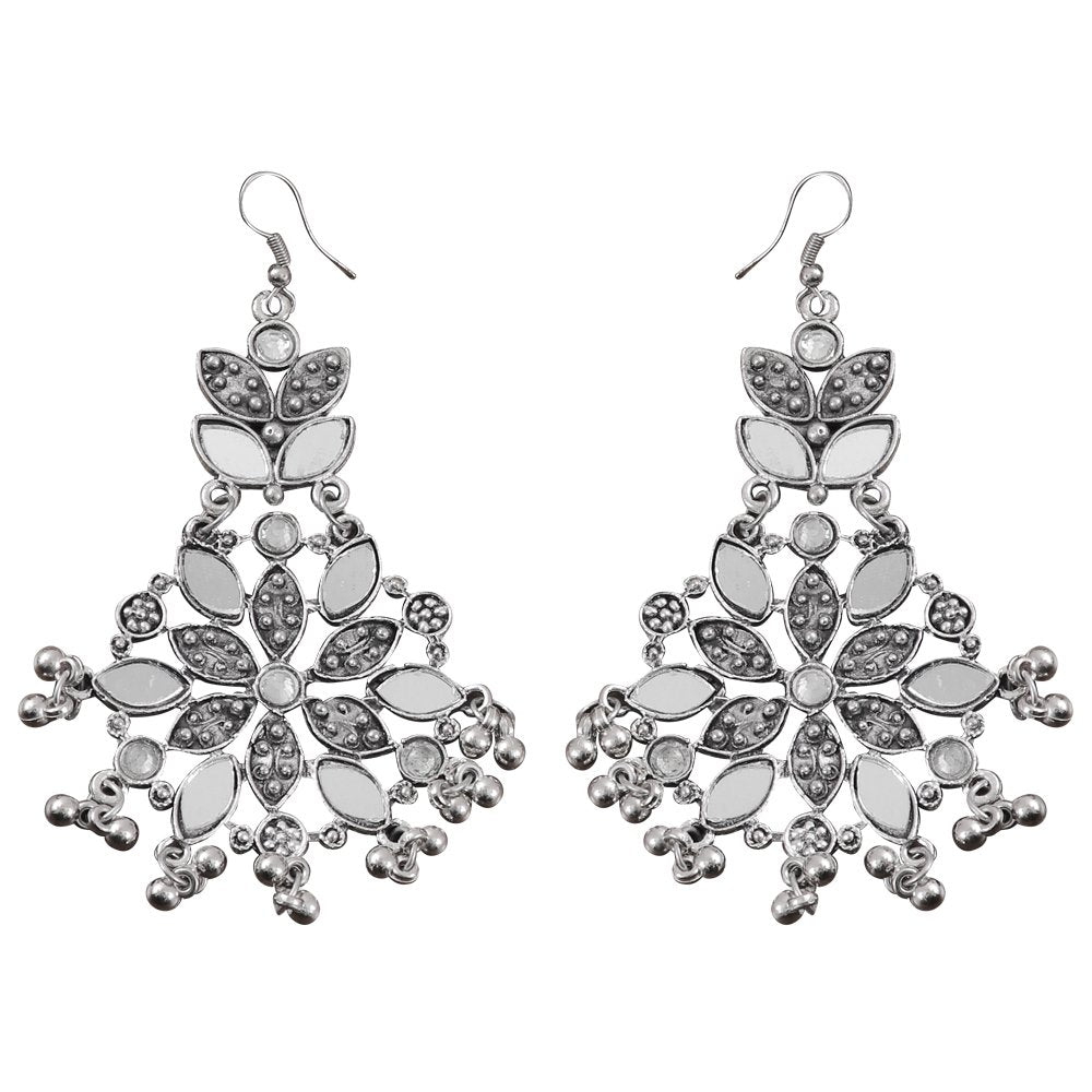 Oxidised Silver Mirror work beaded Jewellery Set image 4