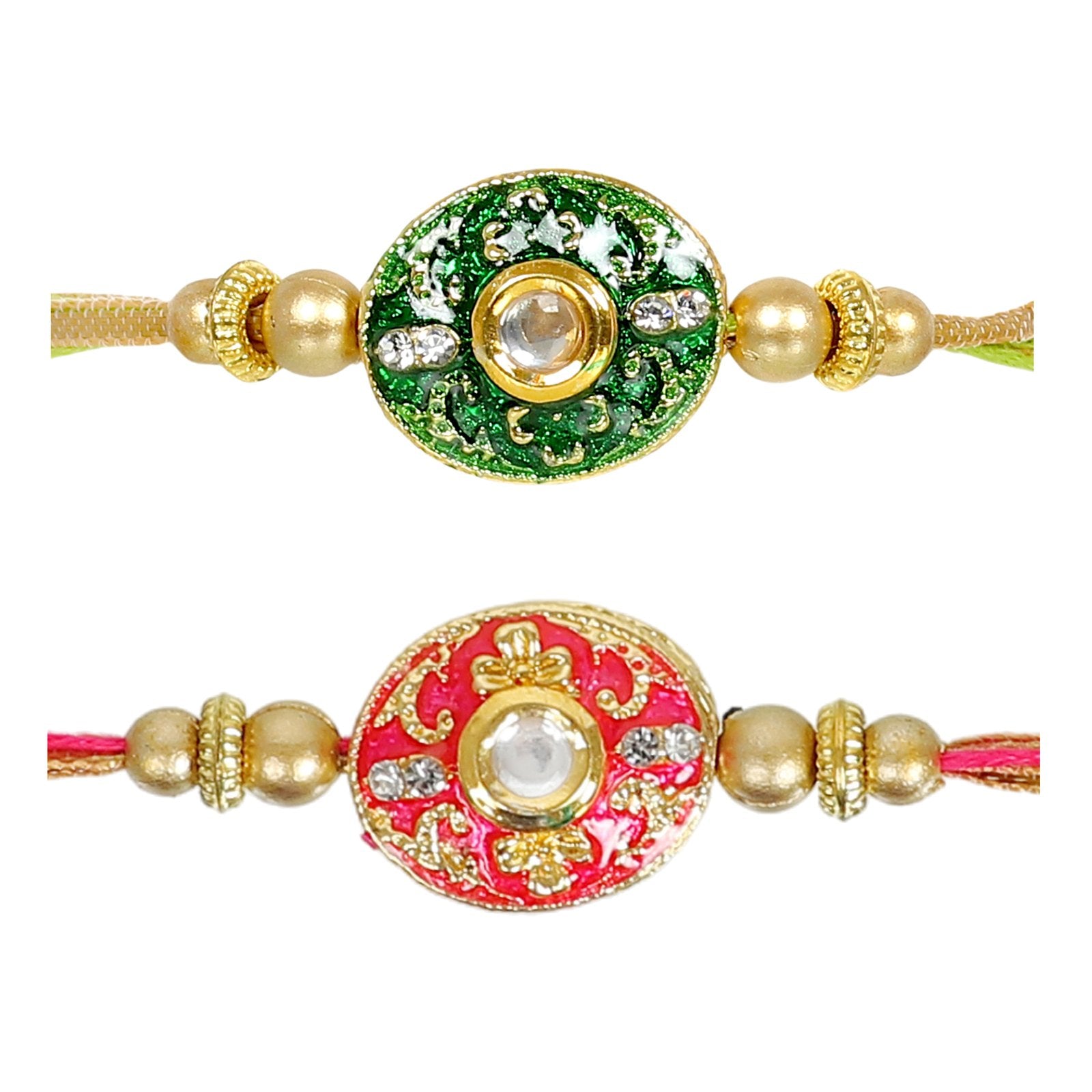Set of 2 Kundan Rakhi Combo Set For Brother image 2