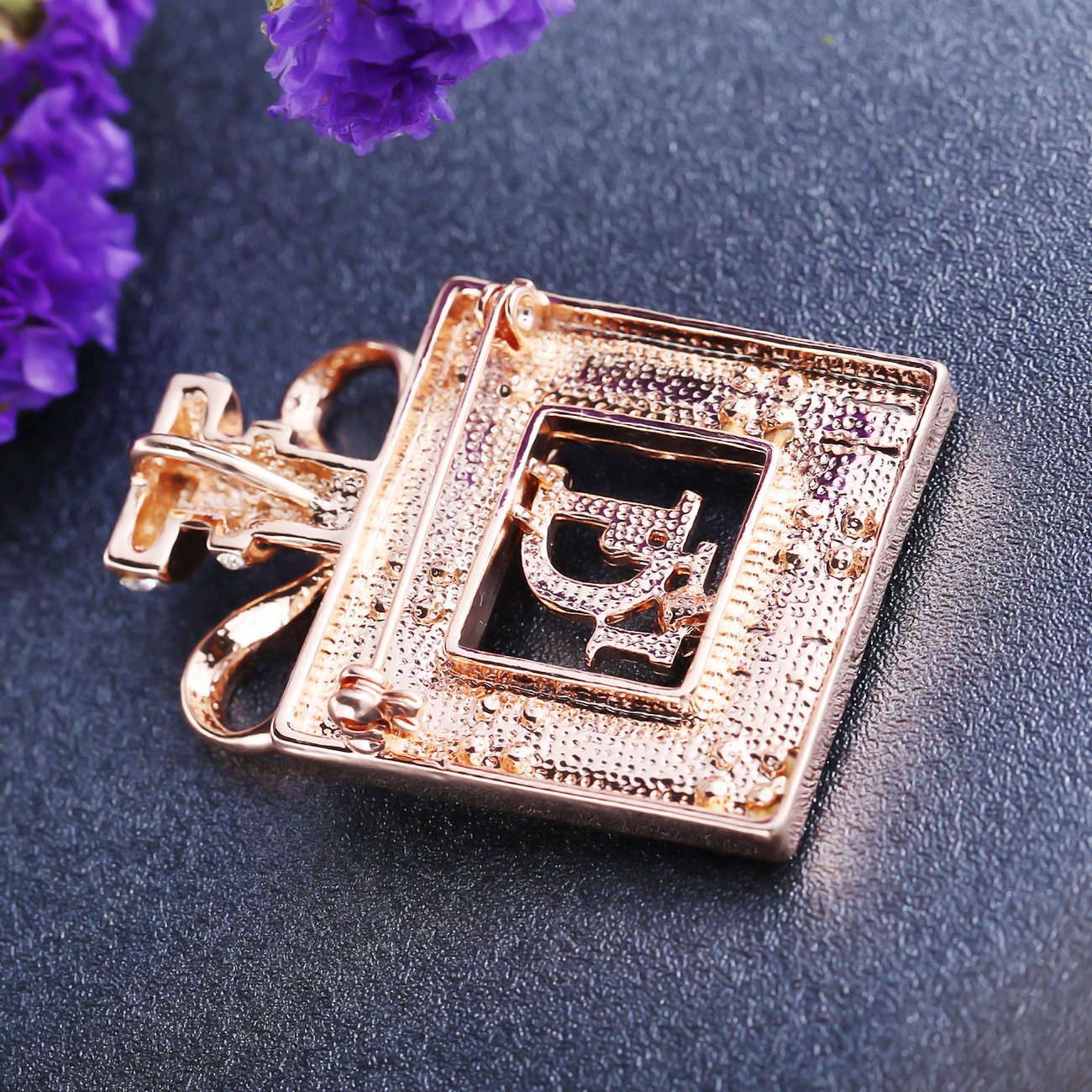 Gold-Plated Crystal Perfume Bottle Brooch image 2