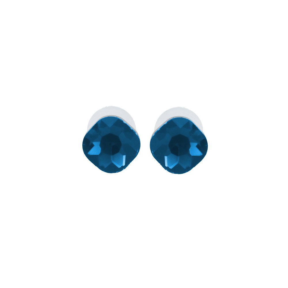 Silver-Plated Blue Crystal Studs Earrings image 3