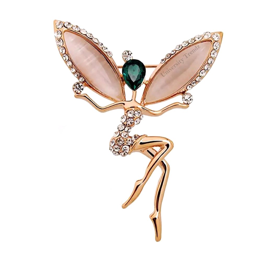 Gold-Plated Crystal Stud Pink Fairy Brooch for Women/Girls image 3