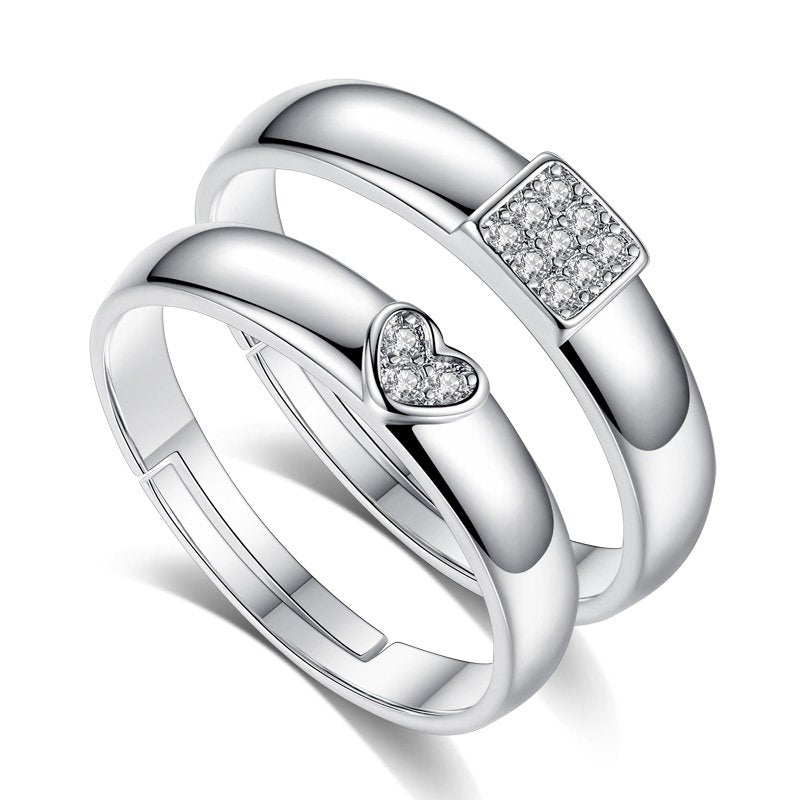 Elegant Unisex Silver-Plated Crystal Heart Stud Ring image 3