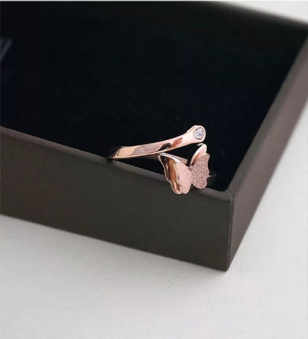 Butterfly Blush Rose Gold Statement Ring image 1