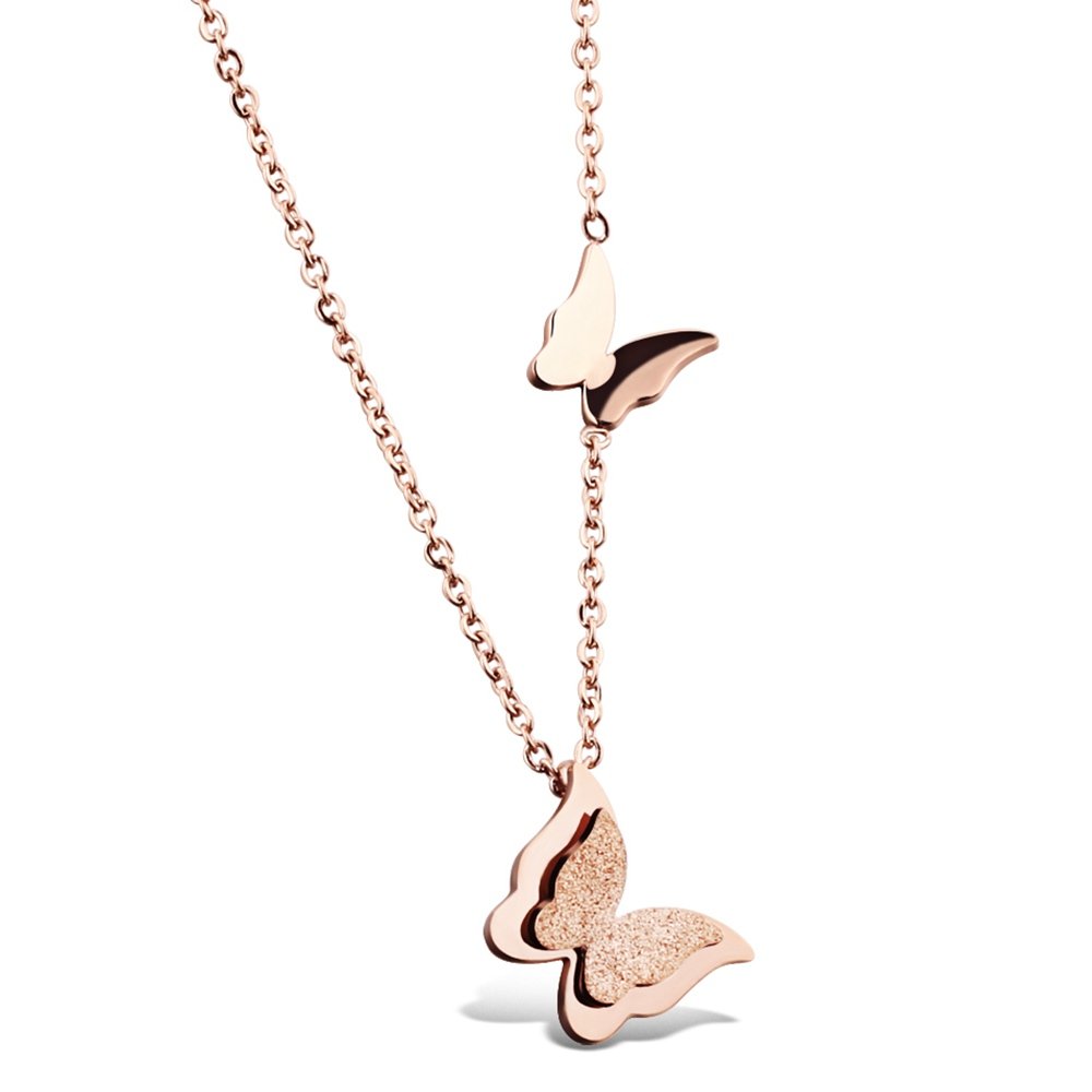 Gold-Plated Double Butterfly Pendant Necklace for Women/Girls image 3