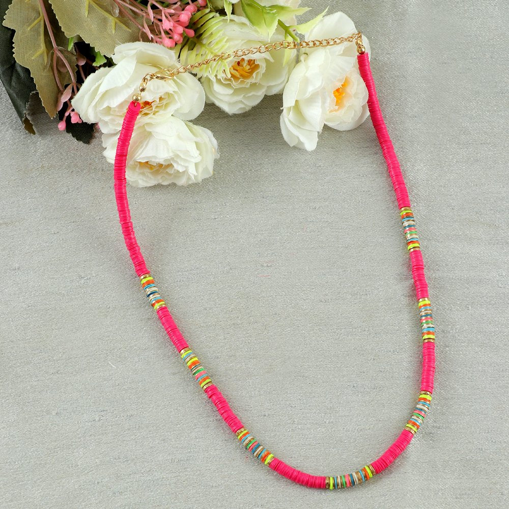 Handcrafted Pink Thread Necklace image 1