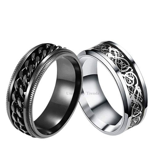 Dragon Spinner Black & Silver Combo Ring image 1