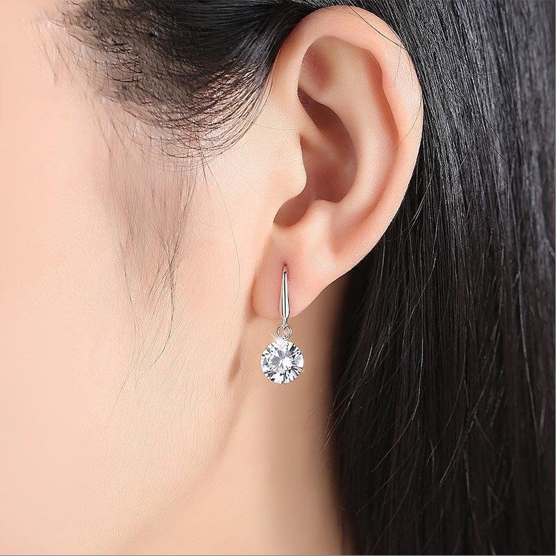 Silver-Plated Crystal Drop Earrings image 1