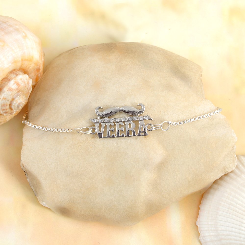 Silver-Plated Veera Moustache Rakhi-Bracelet image 0