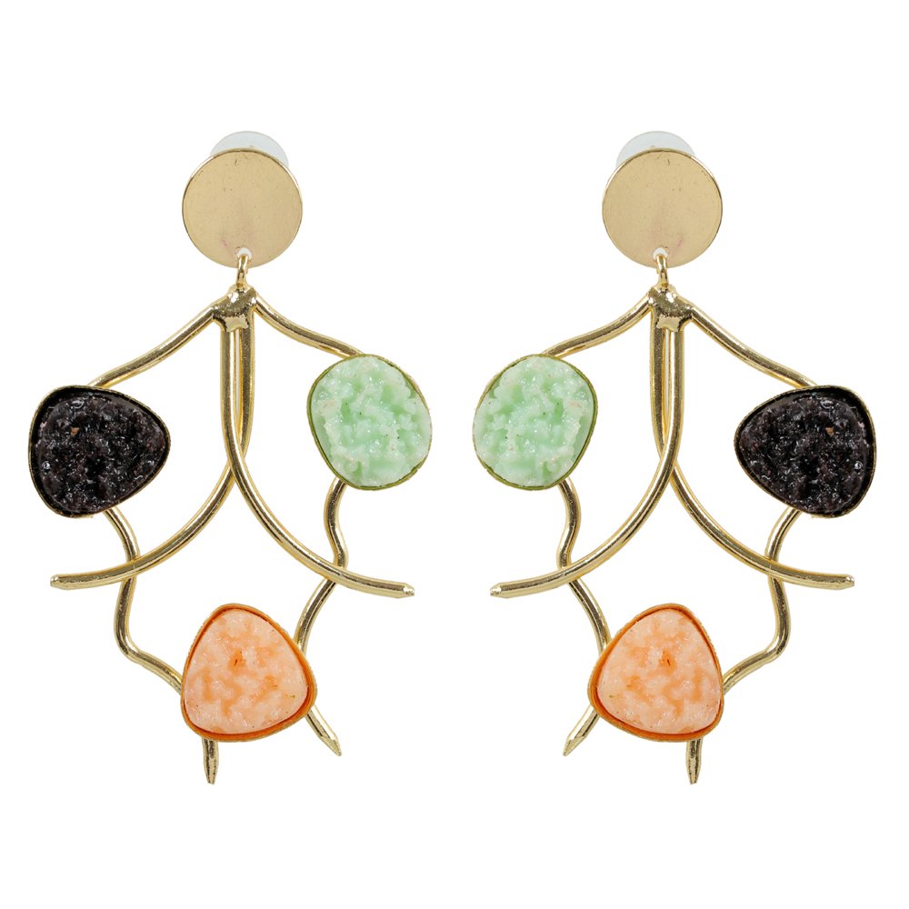 Demi-Fine Jewelry Waterproof Danglers Multicolor Raw Stone Anti-Tarnish Earrings image 3