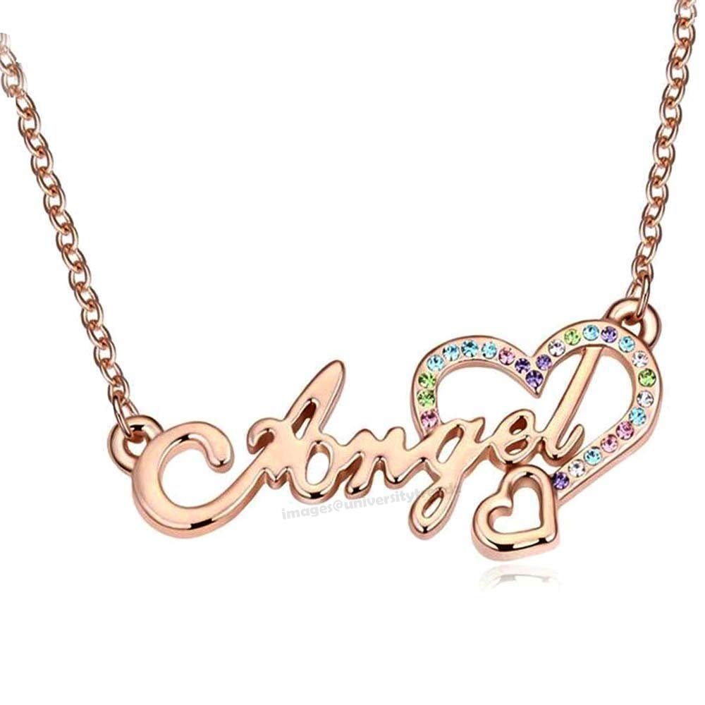 Gold-Plated Personalized Angel Name Heart Pendant Necklace image 3