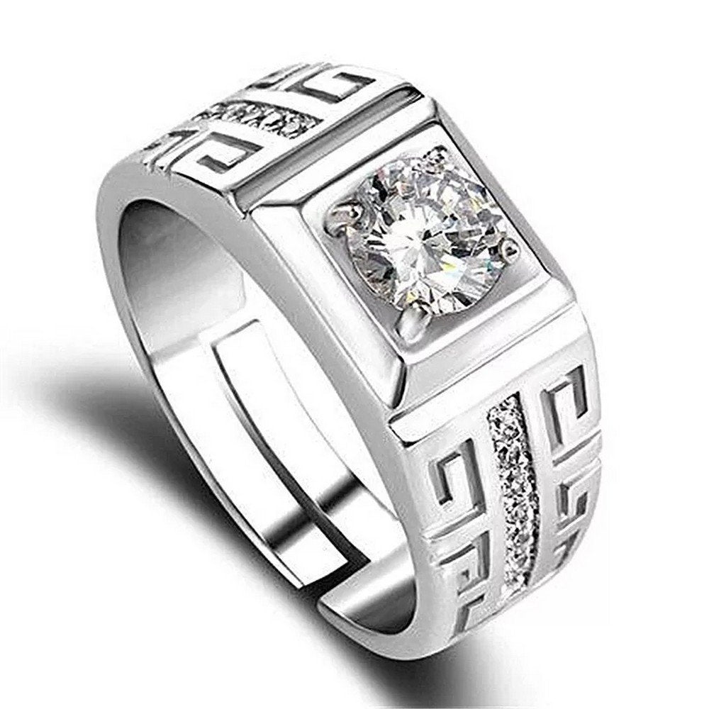 American Diamond Men Wedding Ring (Silver) image 0