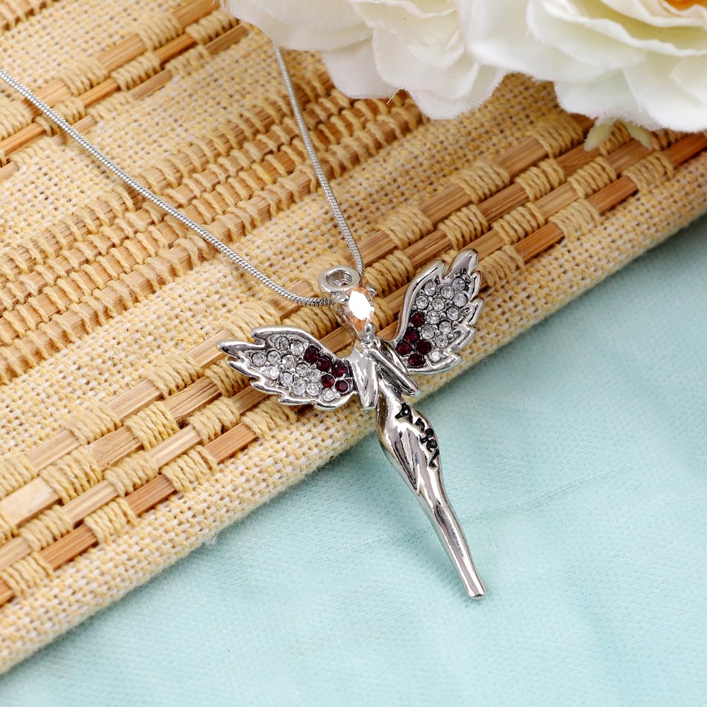 Sterling Silver-plated Marron Crystal Pendant Necklace image 2