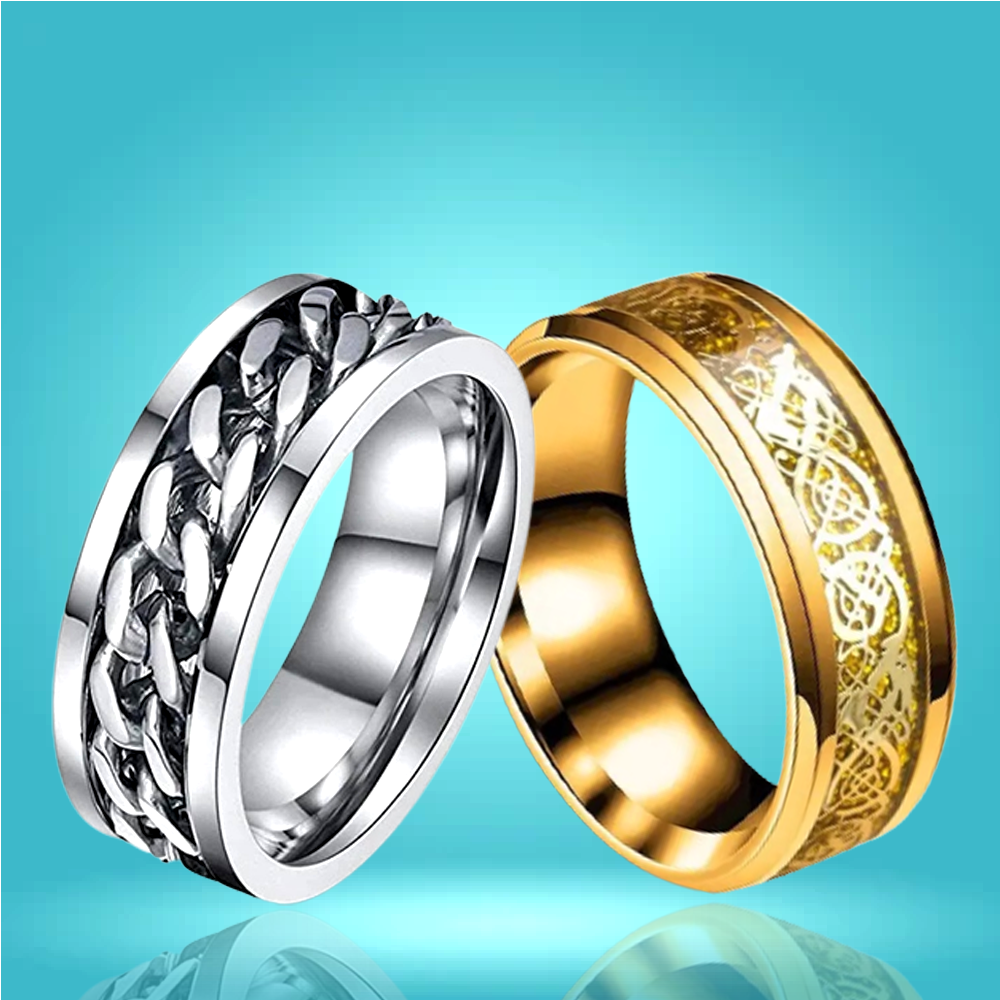 Dragon Spinner Gold & Silver Combo Ring image 2