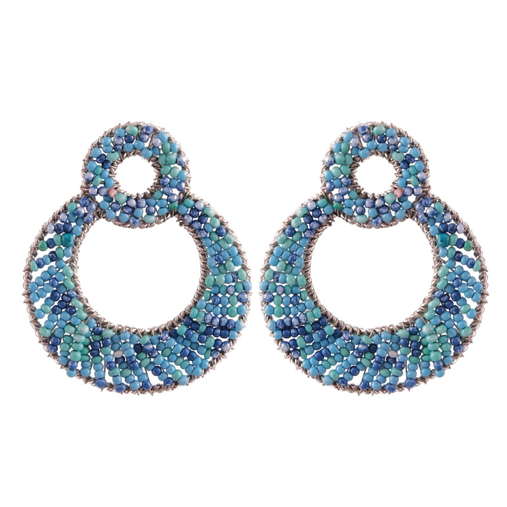 Silver-Plated Chic Blue Beaded Drop Earring For Women/Girl's image 3