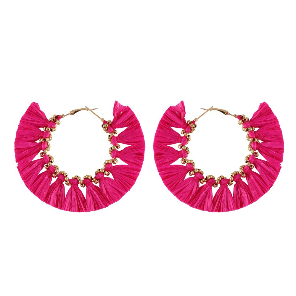 Handcrafted Pink Thread Detailed Hoop Earrings image 4