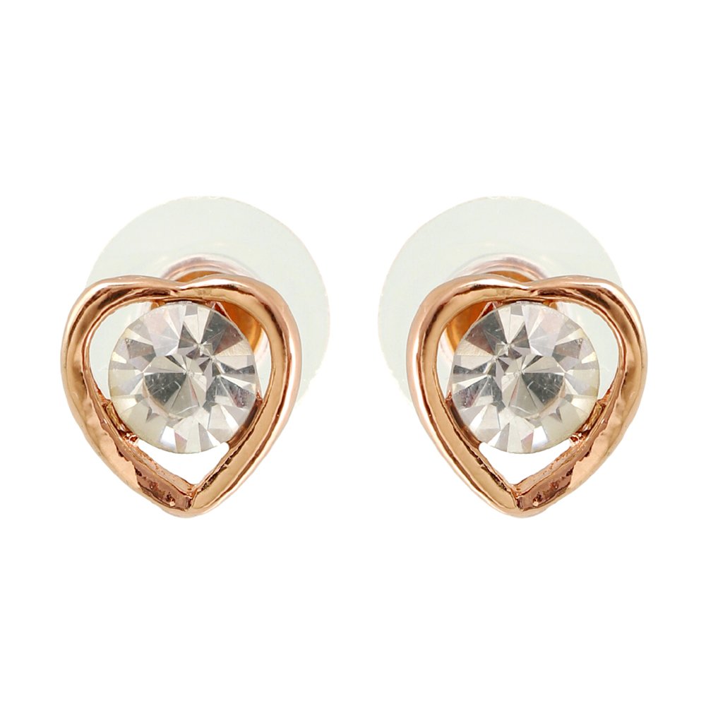 Gold-Plated Heart White Crystal Studded Earrings image 2