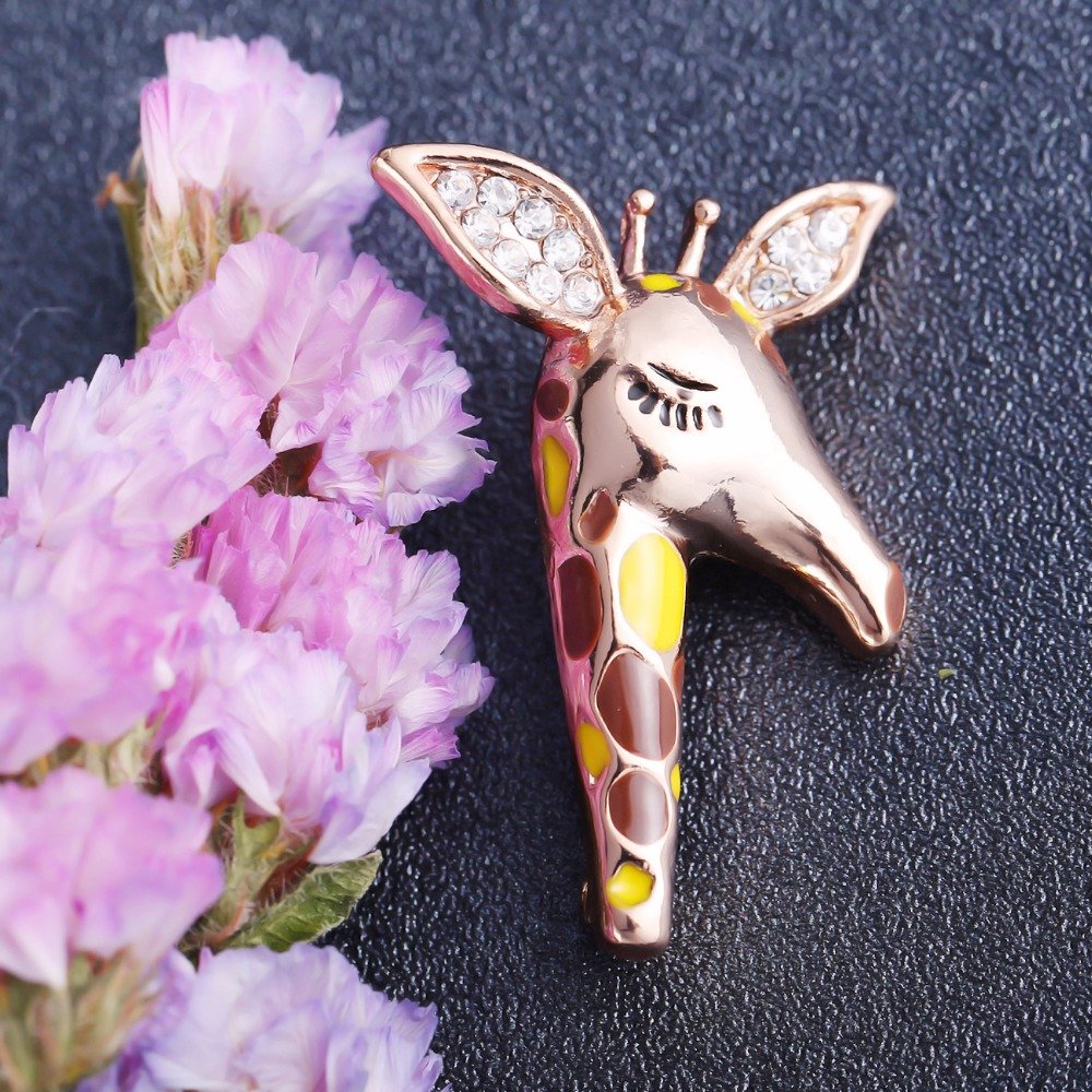 Gold-Plated Crystal Half Giraffe Brooch For Women/Girls image 0