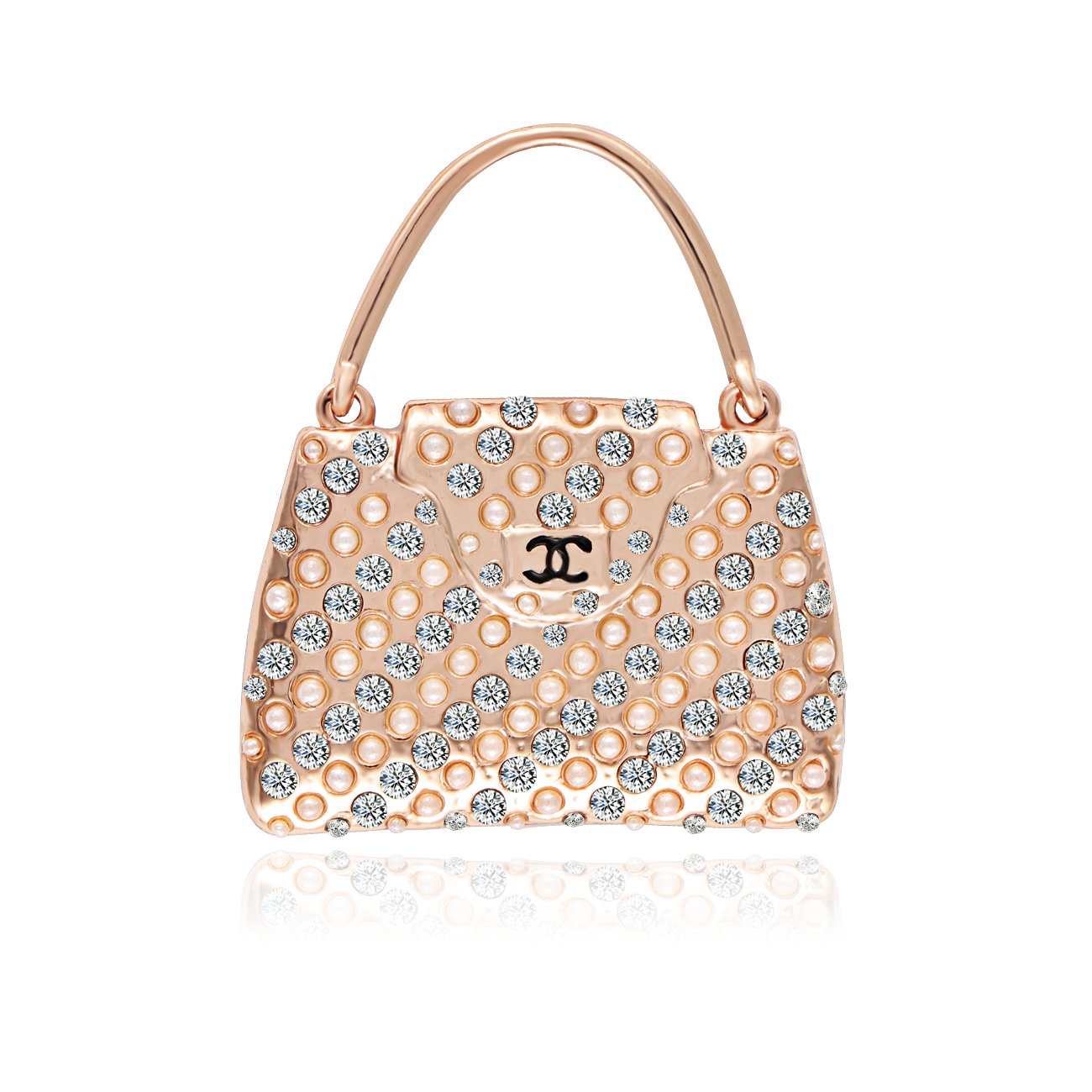 Gold-Plated Crystal Handbag Brooch Pin For Women/Girl's image 4