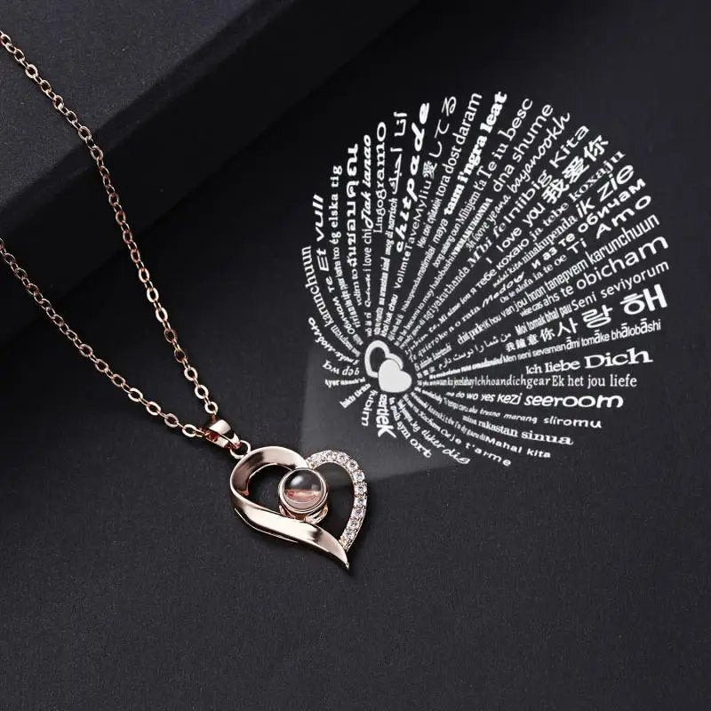 Gold-Plated 'I Love You in 100 Languages' Heart Necklace for Women and Girls image 4
