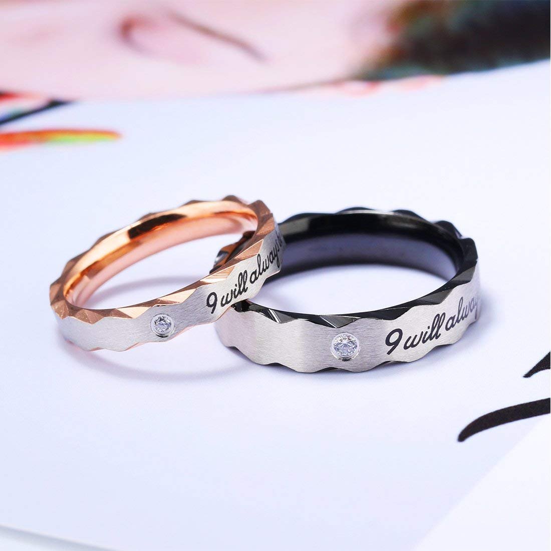 Always with You Couple Rings in Gold & Black image 0