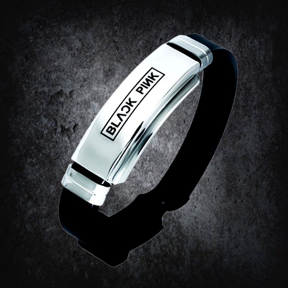 Korean Signature Bracelet in Black-Pink image 0