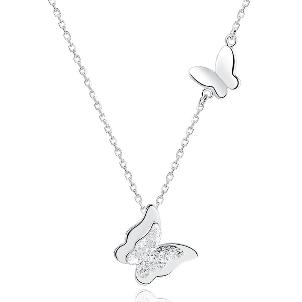 Silver-Plated Double Butterfly Pendant Necklace for Women/Girls image 4