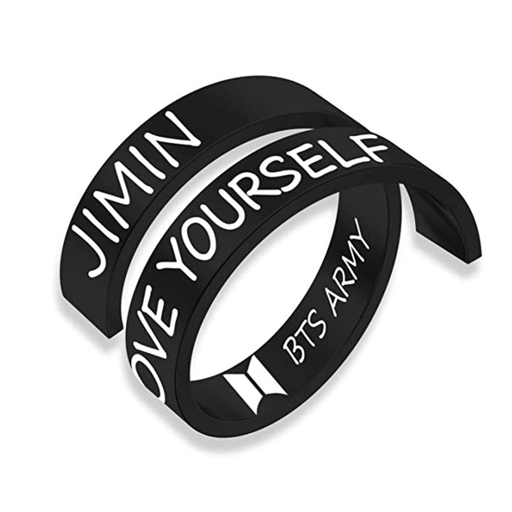 Black Zig-Zag Love Yourself Ring image 2