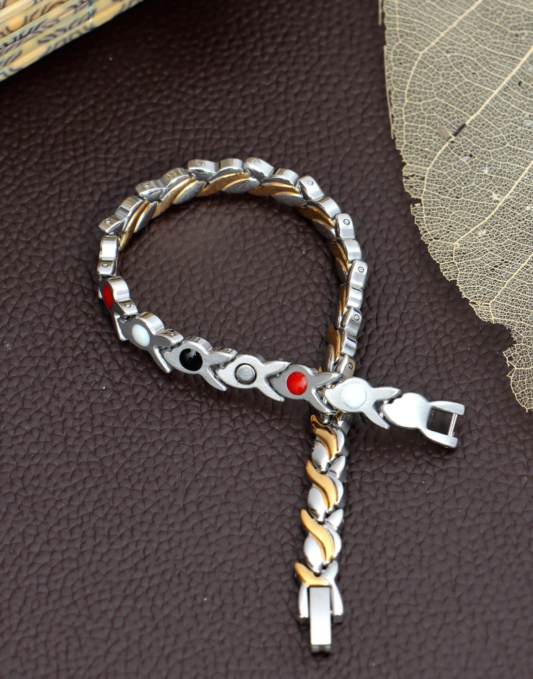 Bio Magnetic Health Bracelet with Leaf Charm Design image 0