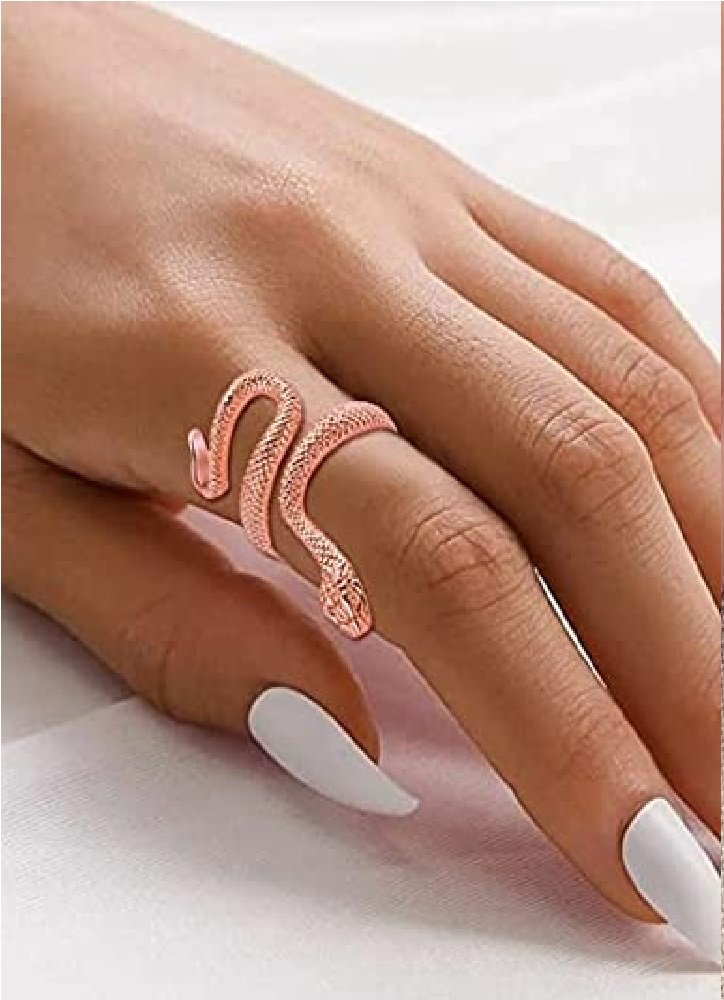 Adjustable Rose-Gold Snake Finger Ring image 2