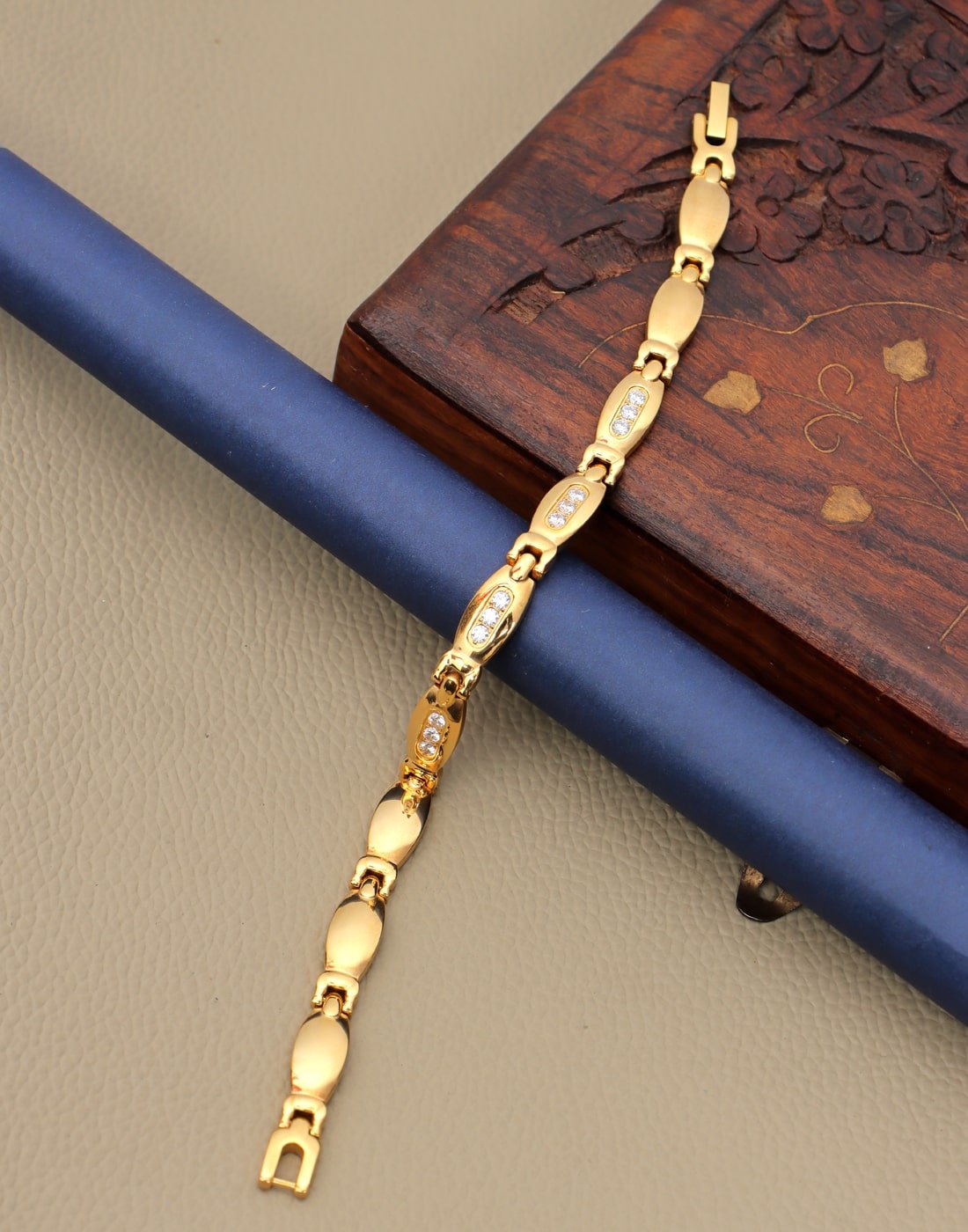 Gold Plated Bio Magnetic Bracelet with Adjustable Link Chain image 1