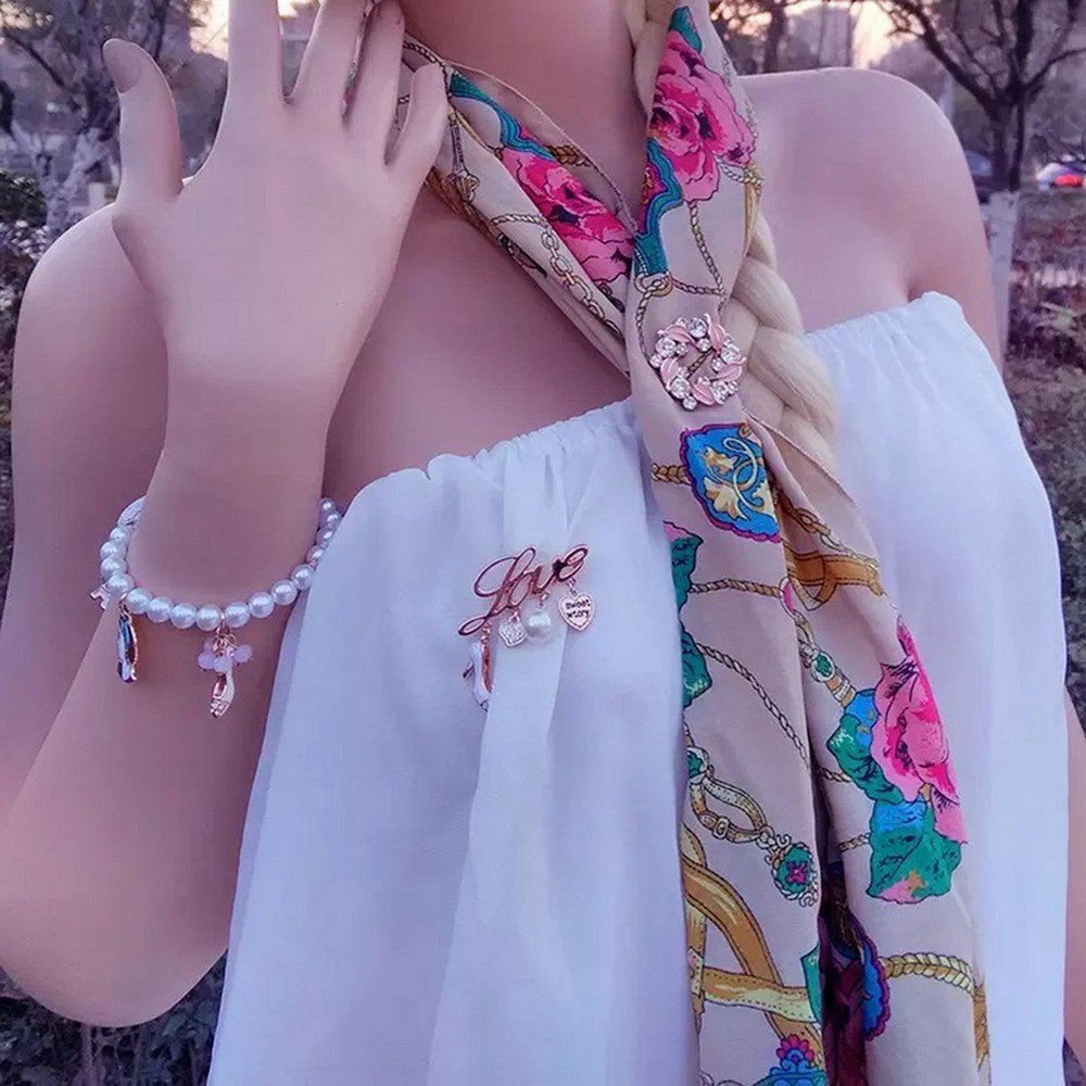 Gold-Plated Tassel Pearl/Heel Heart Love Brooch for Women/Girls image 3