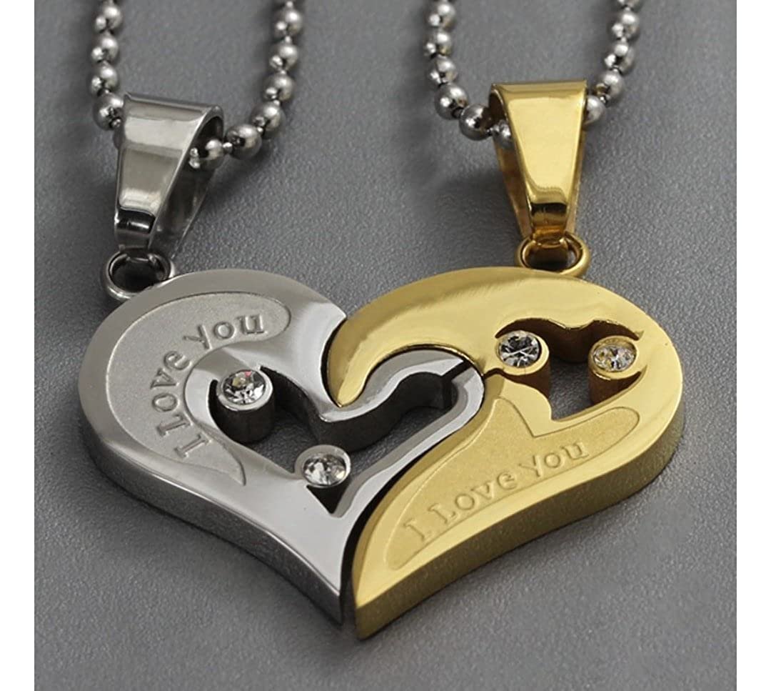 Love You Silver and Golden Pendants Set image 4