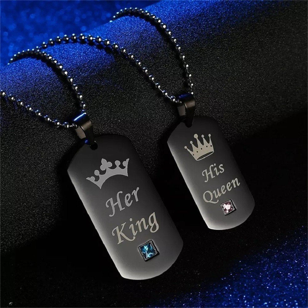 ‘King’ and ‘Queen’ Pendants Set (Black) image 4