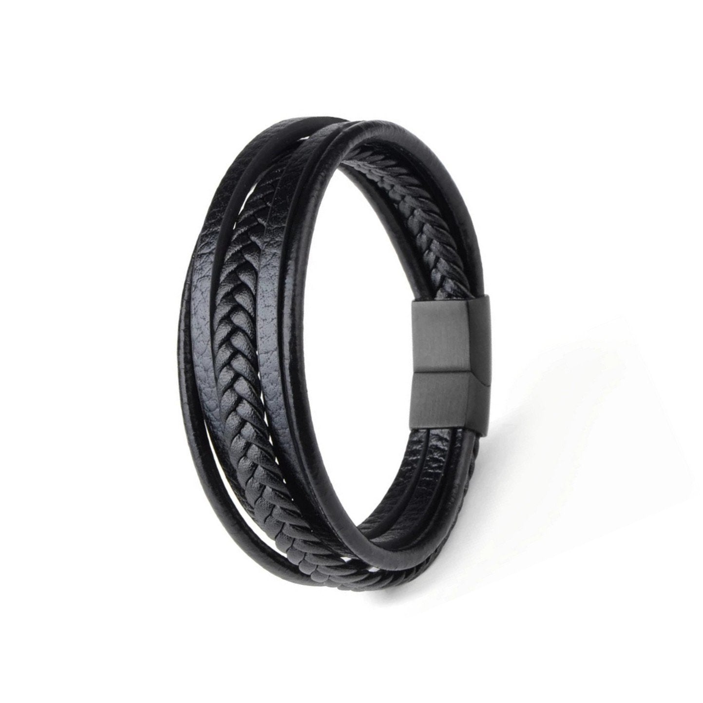 Men's Black Rope Chain Link Bracelet image 4