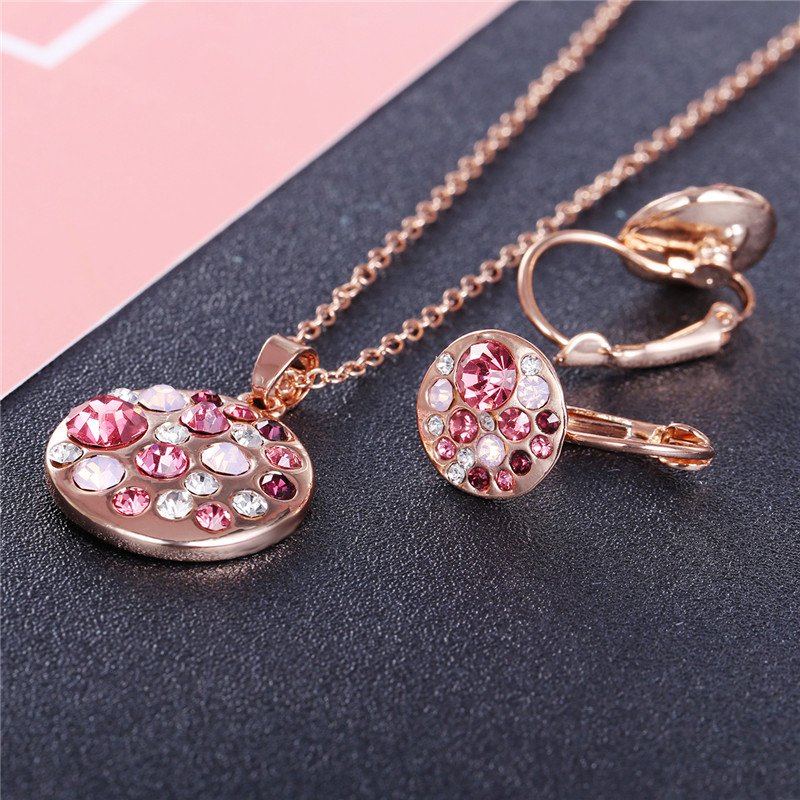 Gold-Plated Multicolor Stone Pendant Jewellery Set image 2