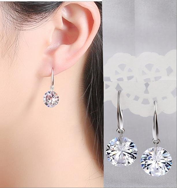 Silver-Plated Crystal Drop Earrings image 2