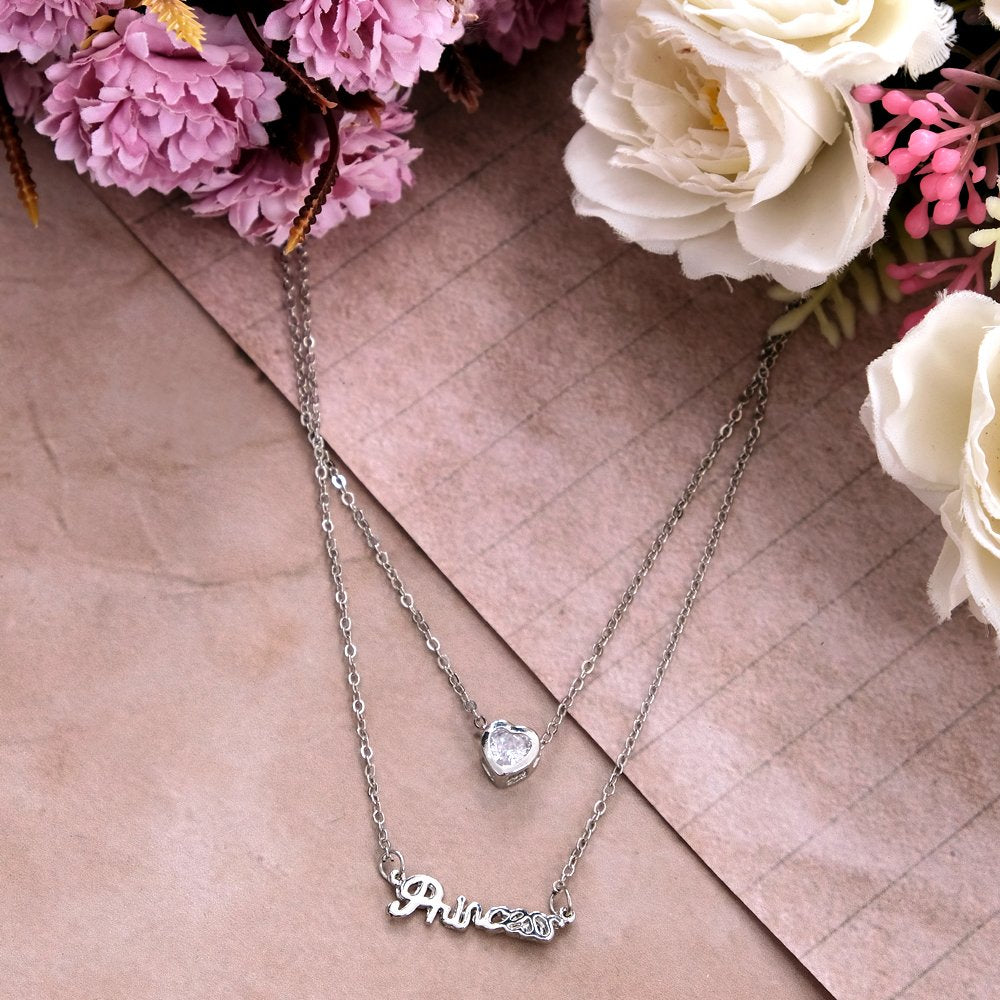 Silver-Plated Princess Name Letter Pendant Chain Necklace image 0