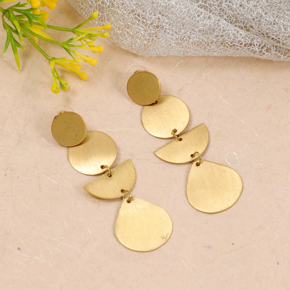 Stunning Gold Polish Disc Demi-Fine Jewelry Anti-Tarnish Dangle & Drop Earrings image 2