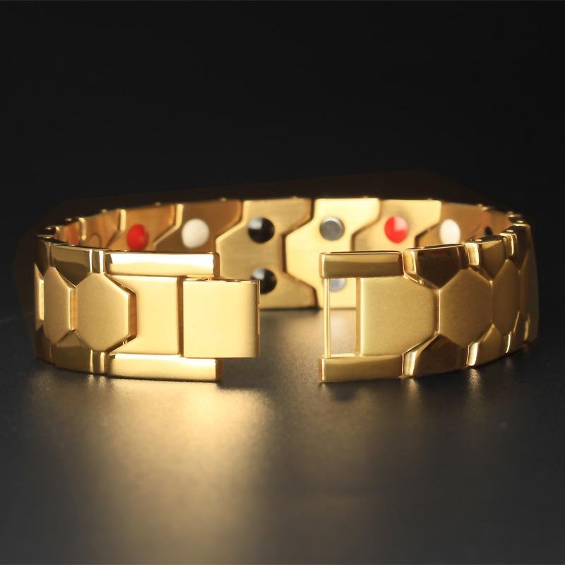 Men Golden Bio Magnetic Bracelet image 2