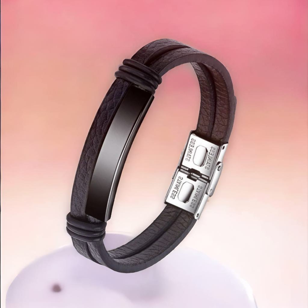 Bold Double Wrap Black Bracelet for Men image 4