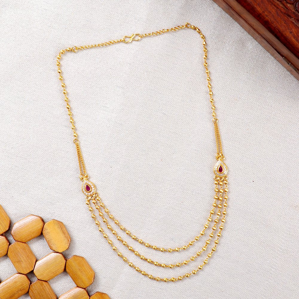 Gold-Plated Triple Layered Necklace image 3