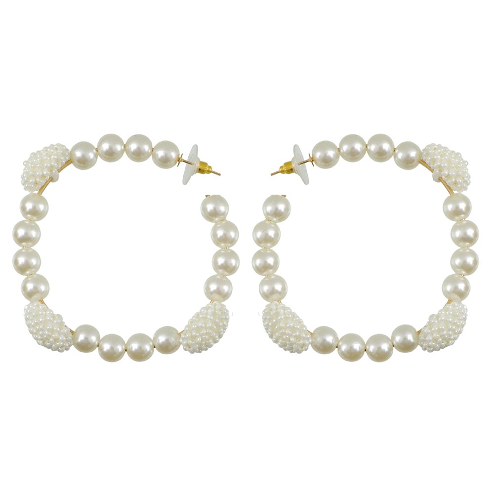 Pearl Stud Half Hoop Earrings image 3
