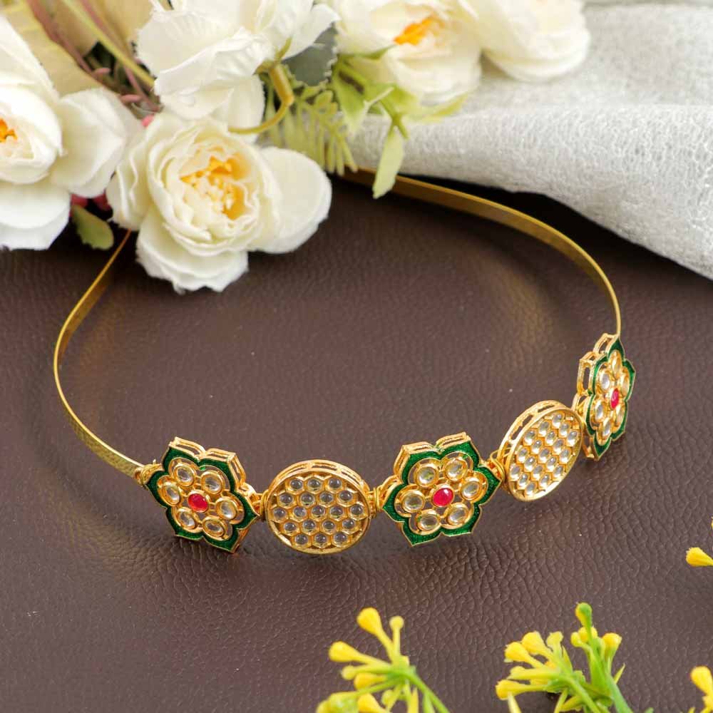 Rajasthani Gold Bridal Hairband image 1