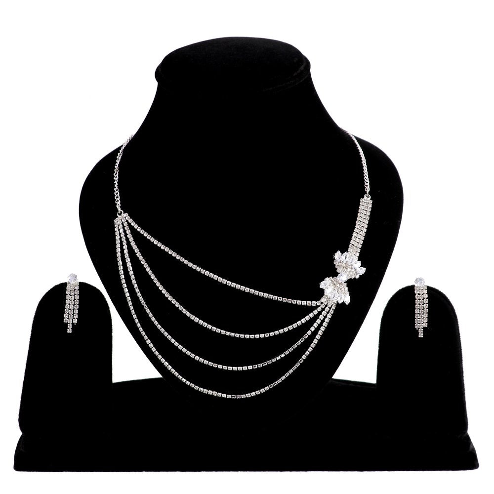 Silver-plated Layered American Diamond (A/D) Jewellery Set image 3