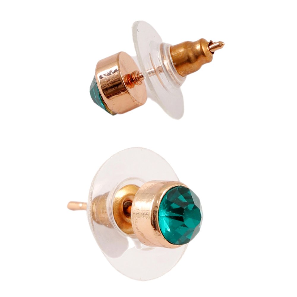Gold-Plated Green Crystal Studs Earrings image 2
