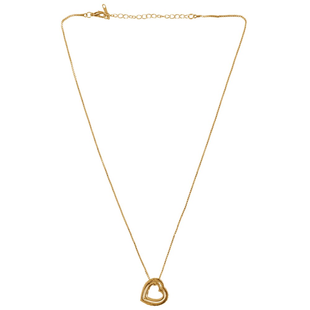 Double Gold-Plated White Crystal Heart Pendant Necklace image 3